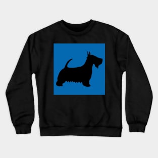 Scottish Terrier Dog Silhouette - Black on Scottish Saltire Blue Background Crewneck Sweatshirt